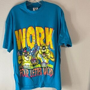 Blue Graphic T-Shirt with Bold Print vintage dated 1991